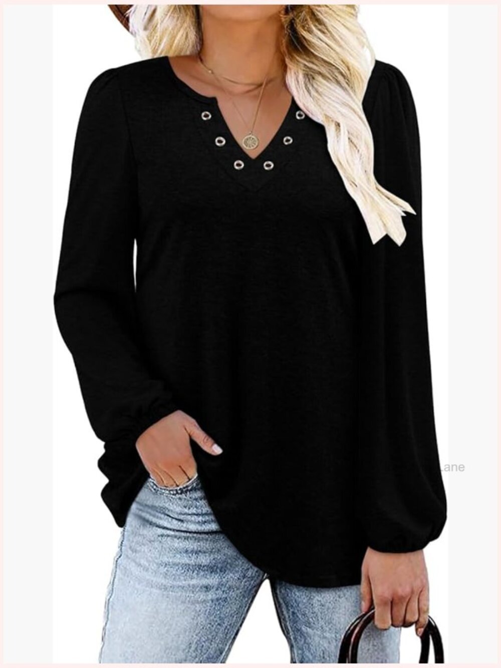 Women's V-Neck Long Sleeve Tunic Top - Fall Fashion Blouse Dressy Flowy